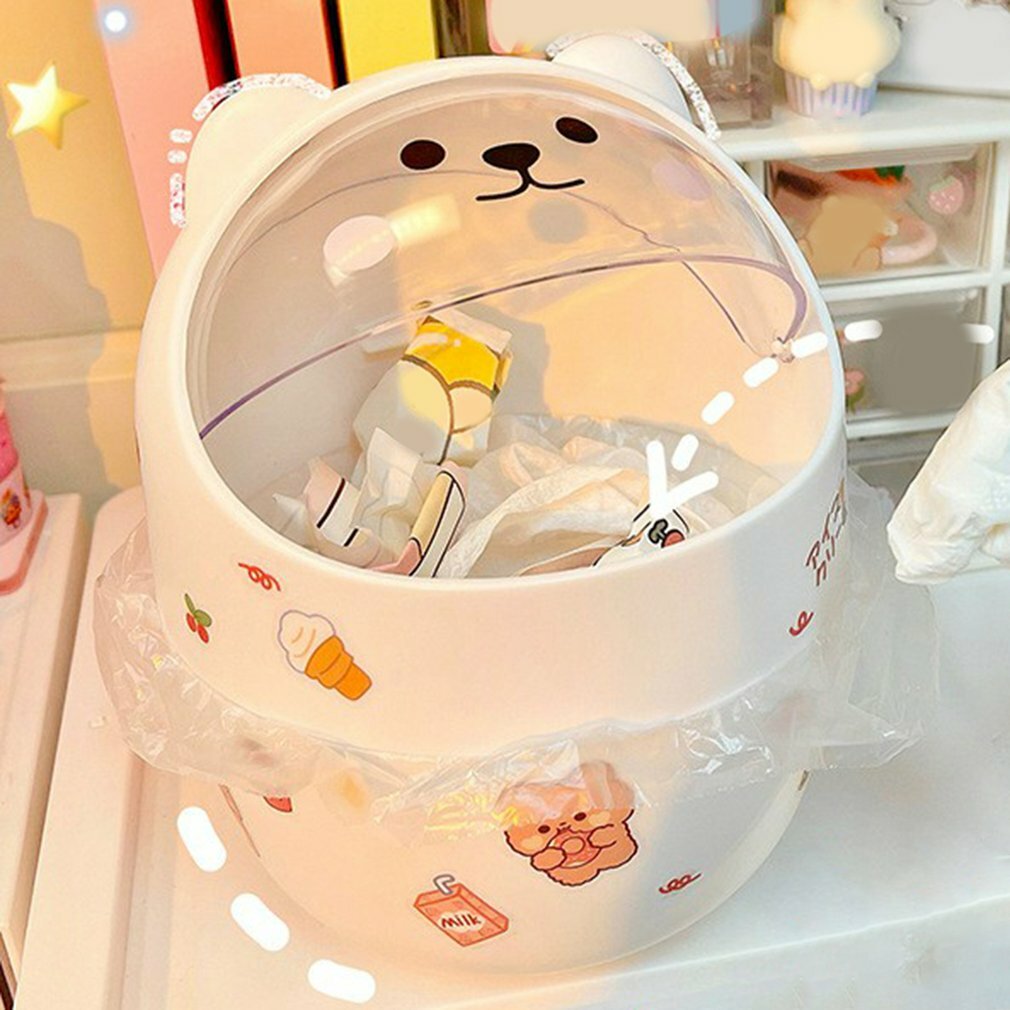 Kawaii Bear Desktop Trash Can - Y2K Summer, 90s Grunge, Retro Style, Pastel Goth, Y2K Popstar