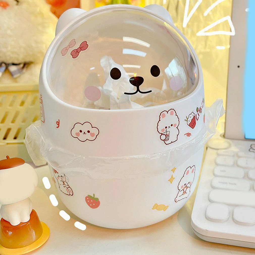 Kawaii Bear Desktop Trash Can - Y2K Summer, 90s Grunge, Retro Style, Pastel Goth, Y2K Popstar