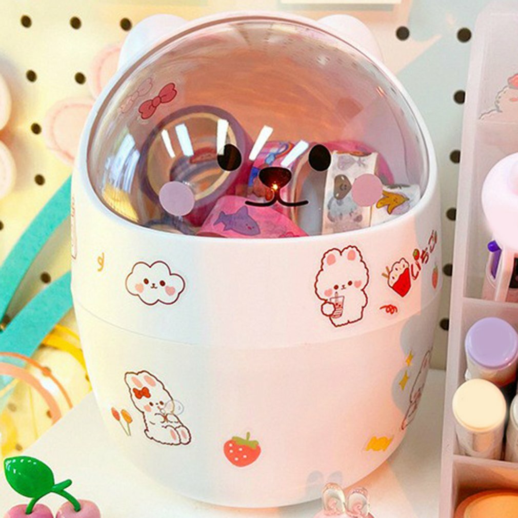 Kawaii Bear Desktop Trash Can - Y2K Summer, 90s Grunge, Retro Style, Pastel Goth, Y2K Popstar