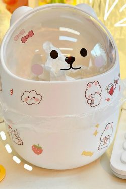 Kawaii Bear Desktop Trash Can - Y2K Summer, 90s Grunge, Retro Style, Pastel Goth, Y2K Popstar