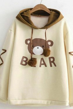 Kawaii Bear Hoodie - Y2K Summer Grunge, 90s Retro, Pastel Goth, Y2K Club & Party Outfits