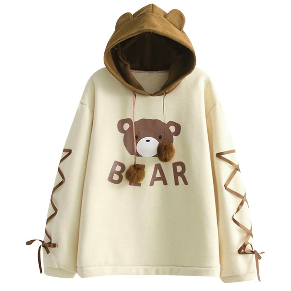 Kawaii Bear Hoodie - Y2K Summer Grunge, 90s Retro, Pastel Goth, Y2K Club & Party Outfits