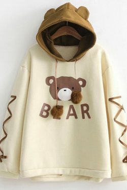 Kawaii Bear Hoodie - Y2K Summer Grunge, 90s Retro, Pastel Goth, Y2K Club & Party Outfits