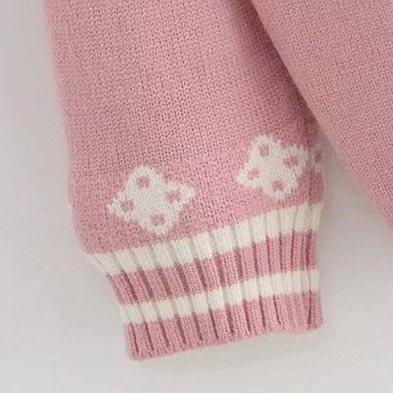 Kawaii Bunny Embroidery Knit Cardigan - Y2K Summer, 90s Fashion, Grunge, Retro, Pastel Goth Style