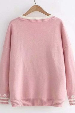 Kawaii Bunny Embroidery Knit Cardigan - Y2K Summer, 90s Fashion, Grunge, Retro, Pastel Goth Style