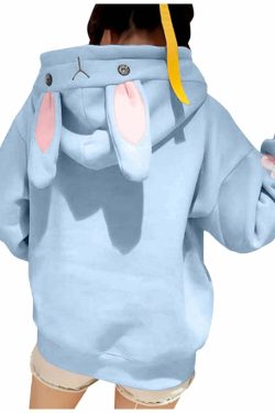 Kawaii Bunny Hoodie - Blue | Y2K Summer, 90s Grunge, Retro Style, Pastel Goth, Y2K Club Out