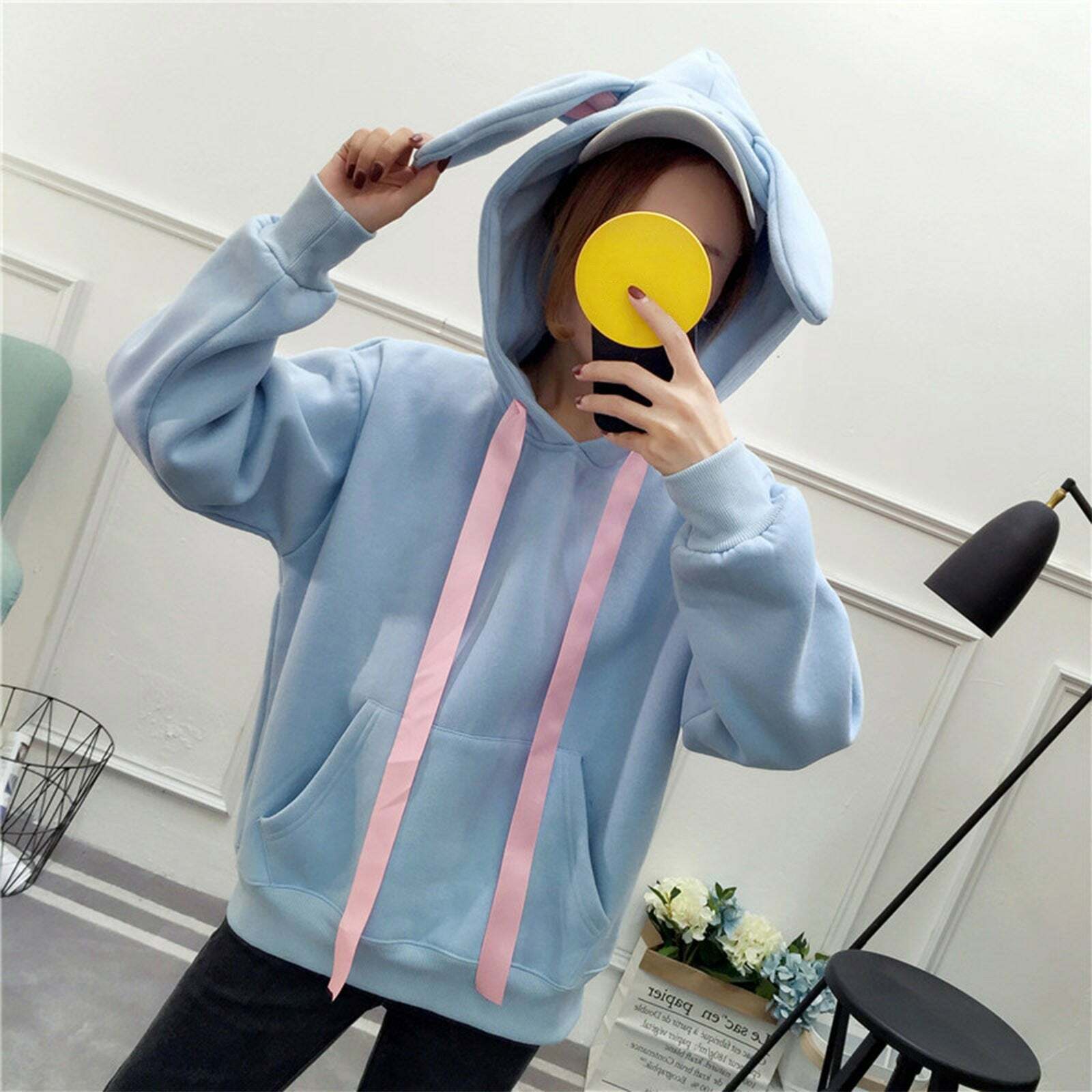 Kawaii Bunny Hoodie - Blue | Y2K Summer, 90s Grunge, Retro Style, Pastel Goth, Y2K Club Out