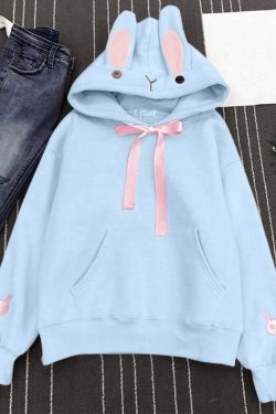 Kawaii Bunny Hoodie - Blue | Y2K Summer, 90s Grunge, Retro Style, Pastel Goth, Y2K Club Out