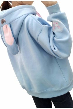 Kawaii Bunny Hoodie - Blue | Y2K Summer, 90s Grunge, Retro Style, Pastel Goth, Y2K Club Out
