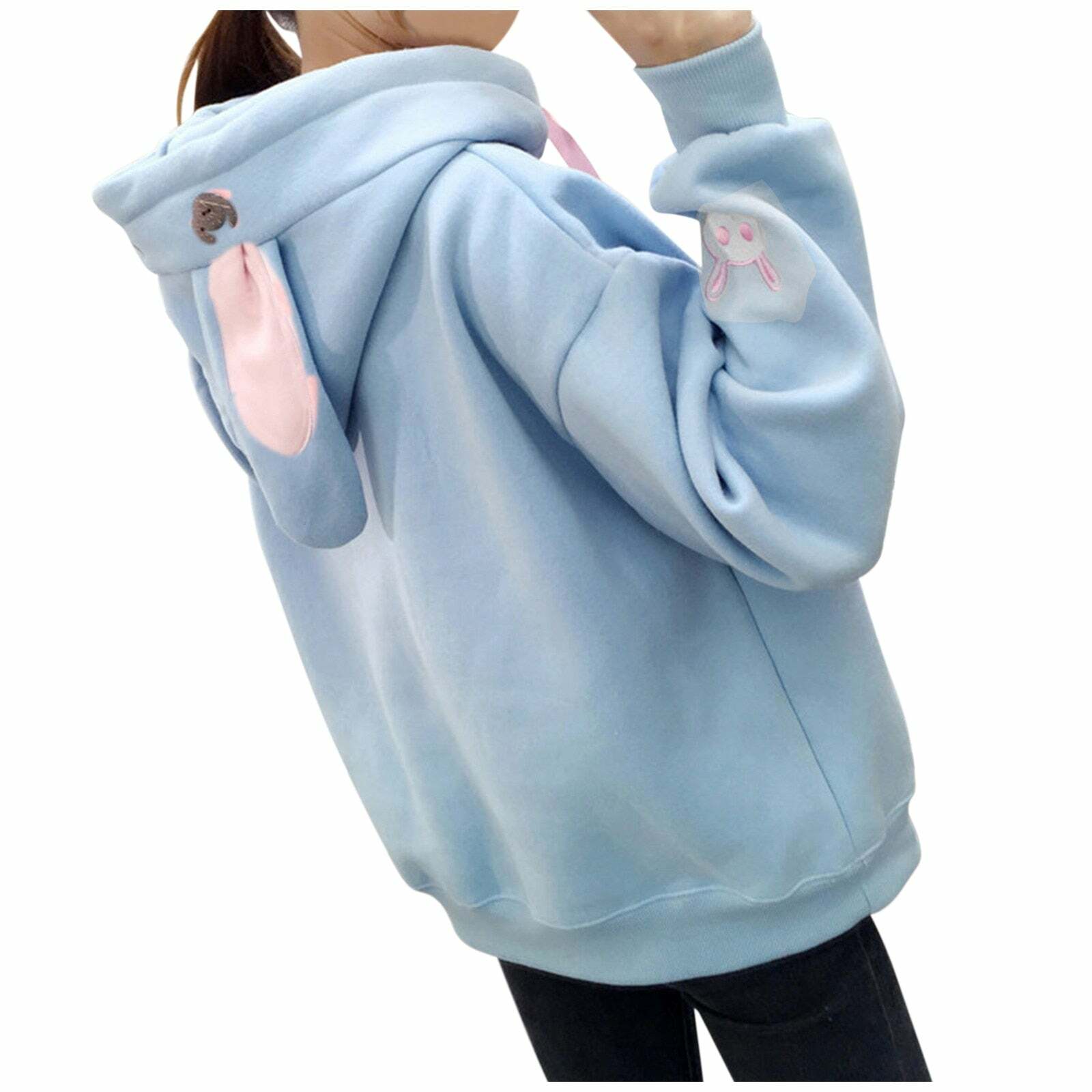 Kawaii Bunny Hoodie - Blue | Y2K Summer, 90s Grunge, Retro Style, Pastel Goth, Y2K Club Out