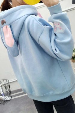Kawaii Bunny Hoodie - Blue | Y2K Summer, 90s Grunge, Retro Style, Pastel Goth, Y2K Club Out