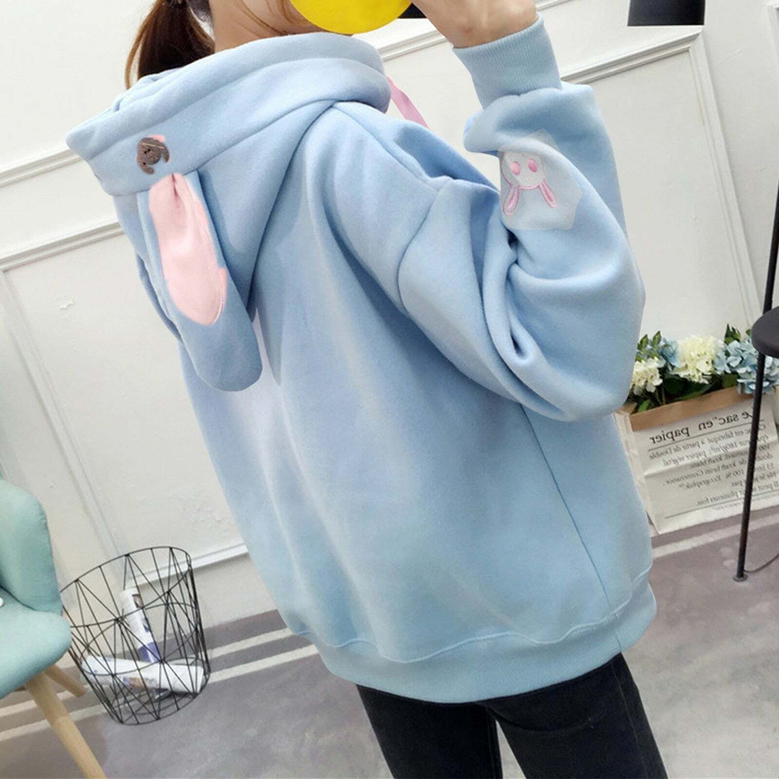 Kawaii Bunny Hoodie - Blue | Y2K Summer, 90s Grunge, Retro Style, Pastel Goth, Y2K Club Out