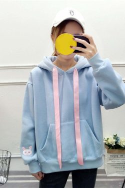 Kawaii Bunny Hoodie - Blue | Y2K Summer, 90s Grunge, Retro Style, Pastel Goth, Y2K Club Out