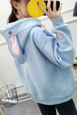 Kawaii Bunny Hoodie - Blue | Y2K Summer, 90s Grunge, Retro Style, Pastel Goth, Y2K Club Out