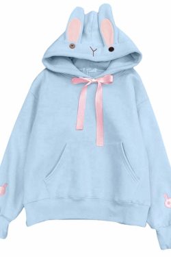 Kawaii Bunny Hoodie - Blue | Y2K Summer, 90s Grunge, Retro Style, Pastel Goth, Y2K Club Out