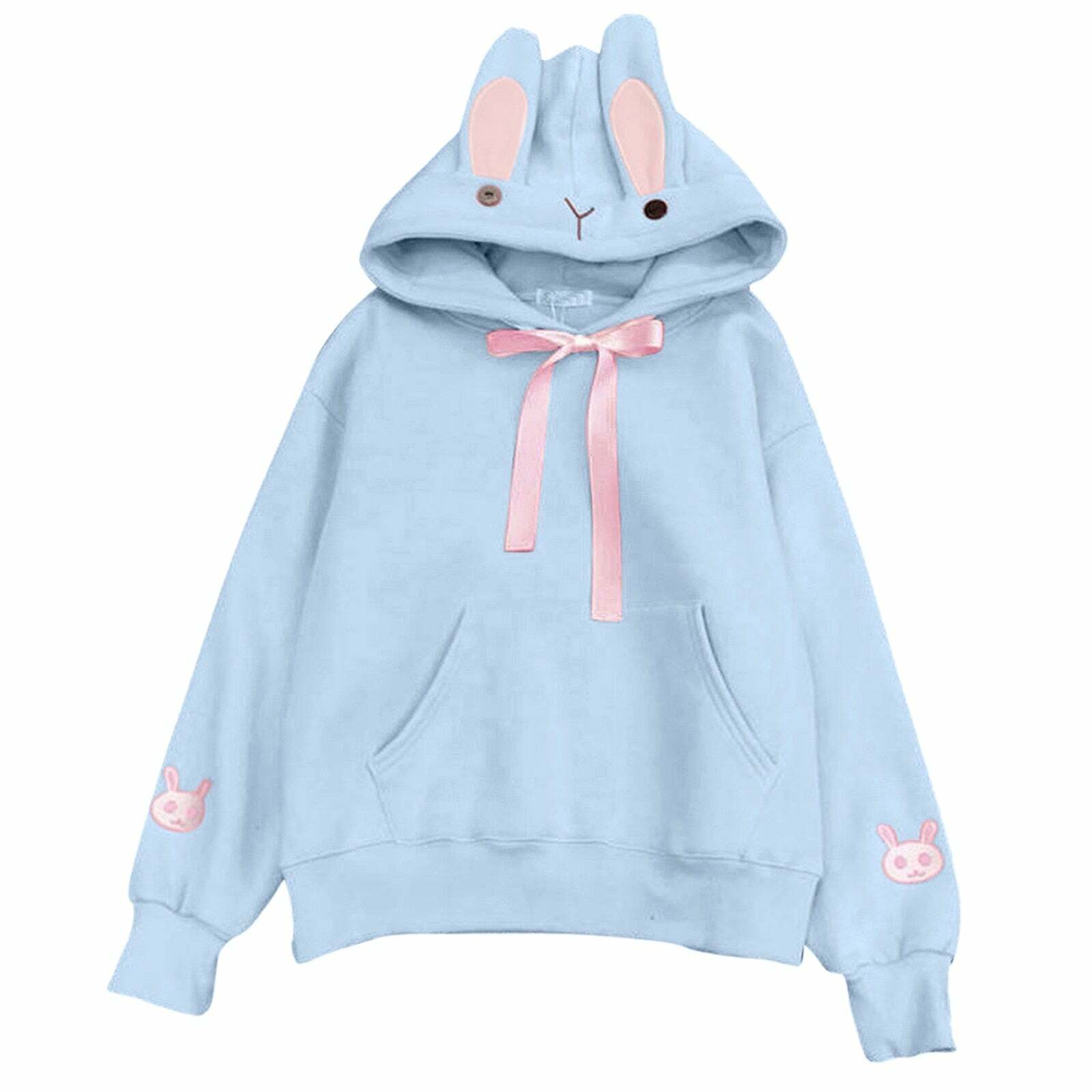 Kawaii Bunny Hoodie - Blue | Y2K Summer, 90s Grunge, Retro Style, Pastel Goth, Y2K Club Out