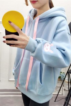 Kawaii Bunny Hoodie - Blue | Y2K Summer, 90s Grunge, Retro Style, Pastel Goth, Y2K Club Out