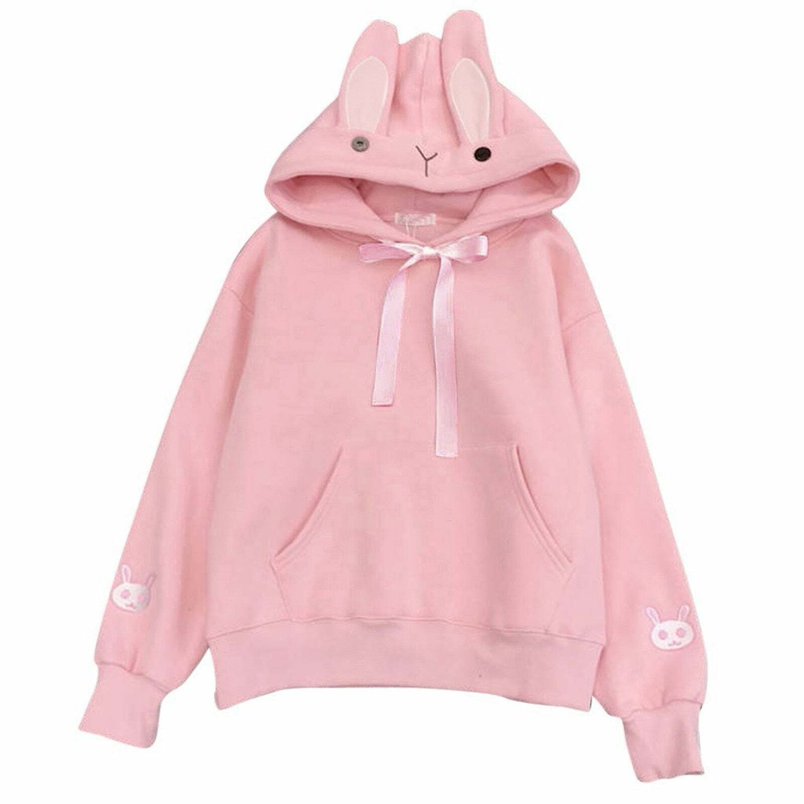 Kawaii Bunny Hoodie - Pink | Y2K Summer, 90s Grunge, Retro Style, Pastel Goth, Y2K Popstar