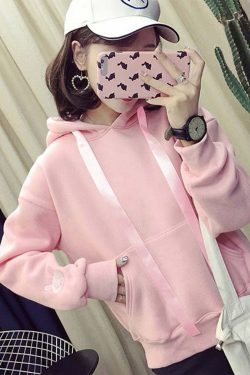 Kawaii Bunny Hoodie - Pink | Y2K Summer, 90s Grunge, Retro Style, Pastel Goth, Y2K Popstar