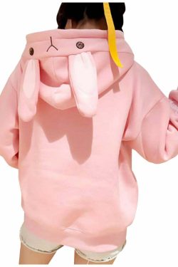 Kawaii Bunny Hoodie - Pink | Y2K Summer, 90s Grunge, Retro Style, Pastel Goth, Y2K Popstar