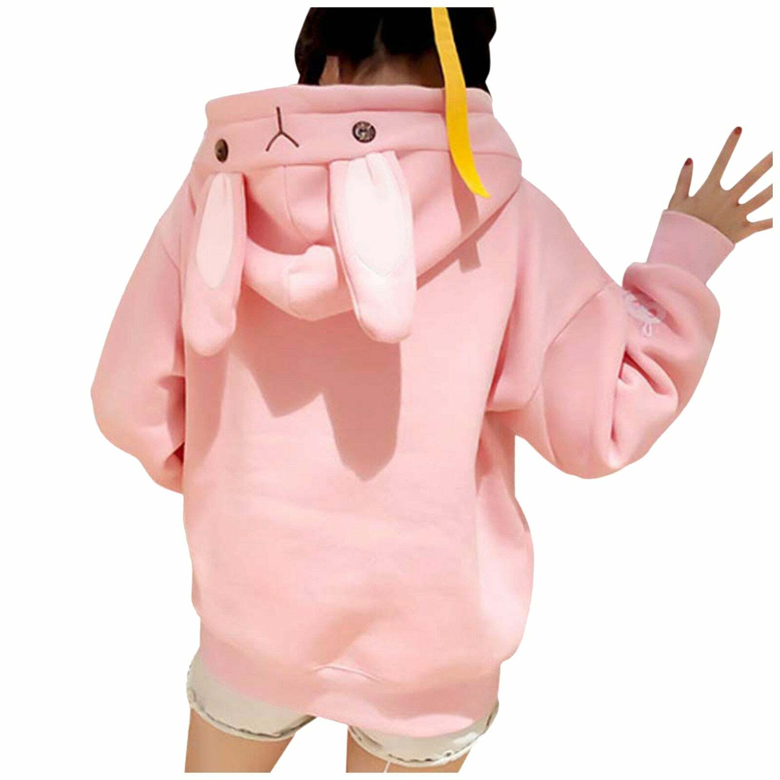 Kawaii Bunny Hoodie - Pink | Y2K Summer, 90s Grunge, Retro Style, Pastel Goth, Y2K Popstar