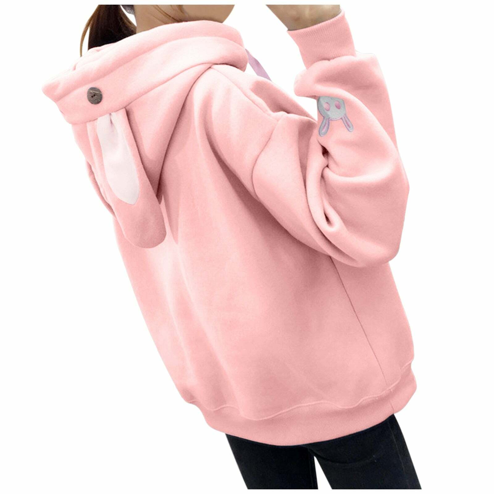 Kawaii Bunny Hoodie - Pink | Y2K Summer, 90s Grunge, Retro Style, Pastel Goth, Y2K Popstar