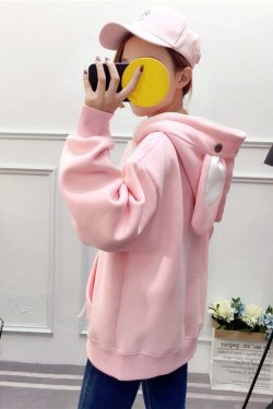 Kawaii Bunny Hoodie - Pink | Y2K Summer, 90s Grunge, Retro Style, Pastel Goth, Y2K Popstar