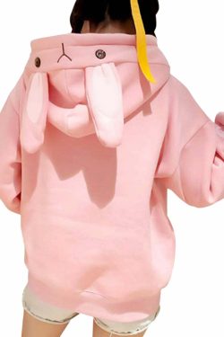 Kawaii Bunny Hoodie - Pink | Y2K Summer, 90s Grunge, Retro Style, Pastel Goth, Y2K Popstar