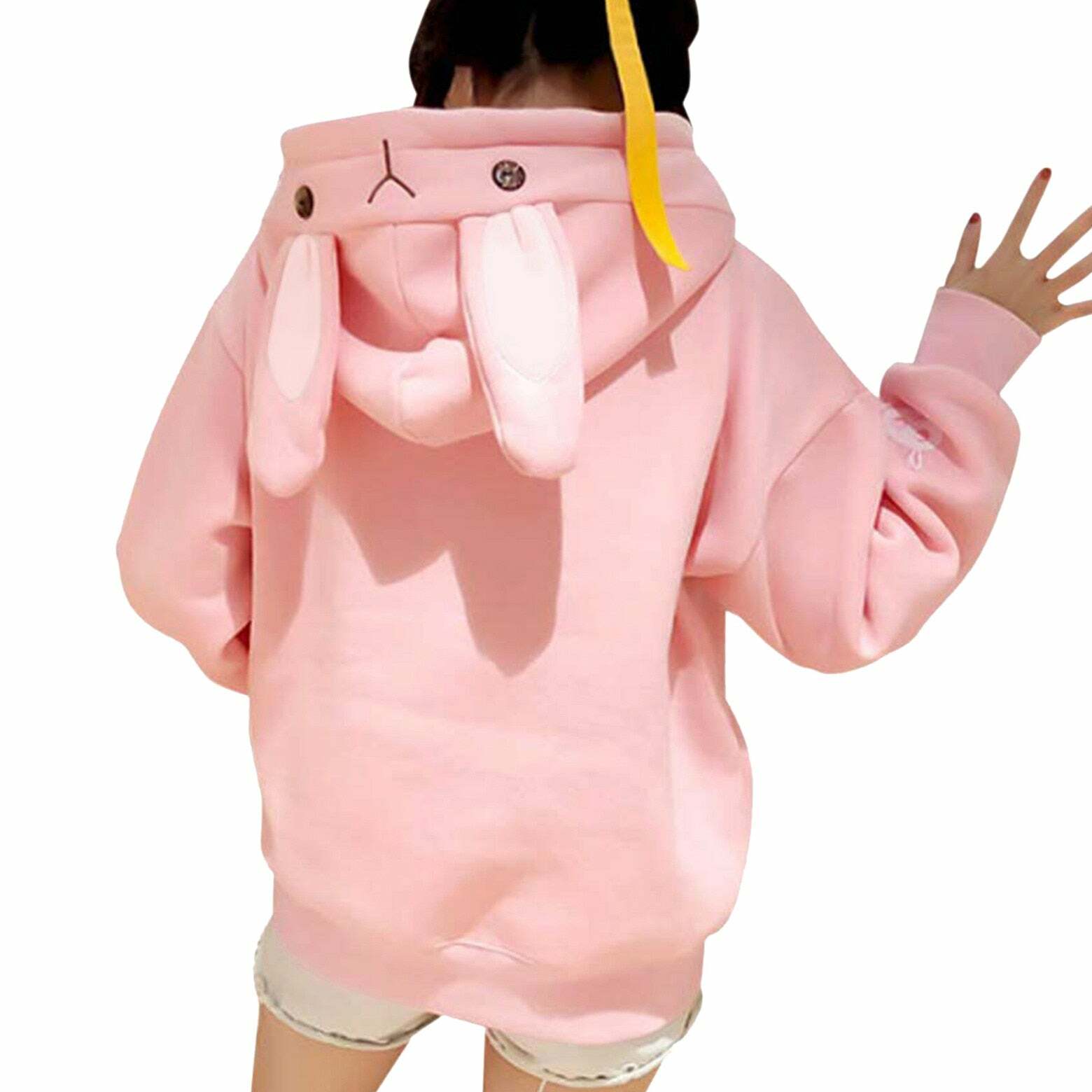 Kawaii Bunny Hoodie - Pink | Y2K Summer, 90s Grunge, Retro Style, Pastel Goth, Y2K Popstar