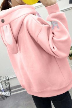Kawaii Bunny Hoodie - Pink | Y2K Summer, 90s Grunge, Retro Style, Pastel Goth, Y2K Popstar