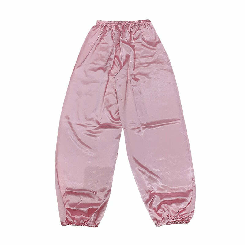 Kawaii Chinese Pink Satin Loungewear Set - Y2K Summer, 90s Grunge, Retro, Pastel Goth Outfits