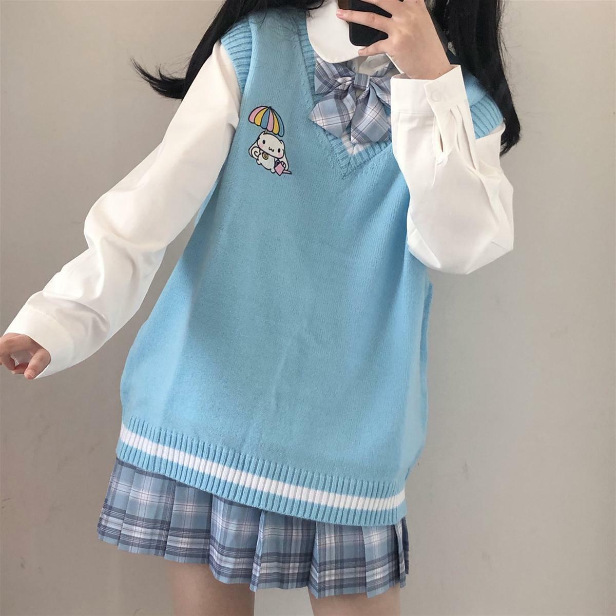 Kawaii Cinnamoroll Blue Sweater Vest - Y2K Summer, 90s Grunge, Retro Pastel Goth Fashion