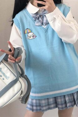 Kawaii Cinnamoroll Blue Sweater Vest - Y2K Summer, 90s Grunge, Retro Pastel Goth Fashion
