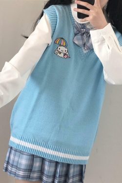 Kawaii Cinnamoroll Blue Sweater Vest - Y2K Summer, 90s Grunge, Retro Pastel Goth Fashion