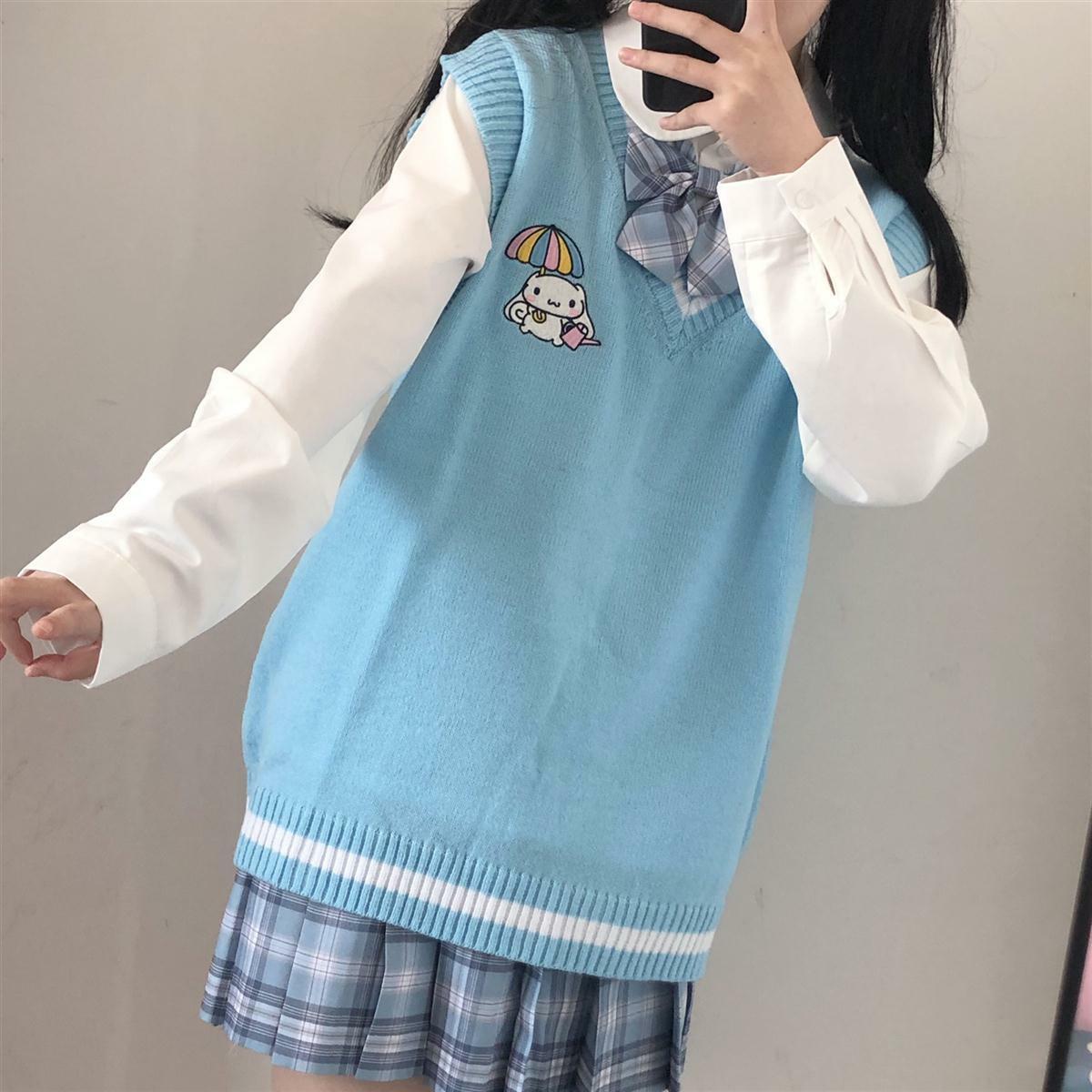 Kawaii Cinnamoroll Blue Sweater Vest - Y2K Summer, 90s Grunge, Retro Pastel Goth Fashion
