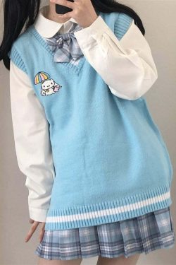 Kawaii Cinnamoroll Blue Sweater Vest - Y2K Summer, 90s Grunge, Retro Pastel Goth Fashion