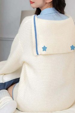 Kawaii Cinnamoroll V-Neck Sweater - Y2K Summer, 90s Grunge, Retro Pastel Goth, Y2