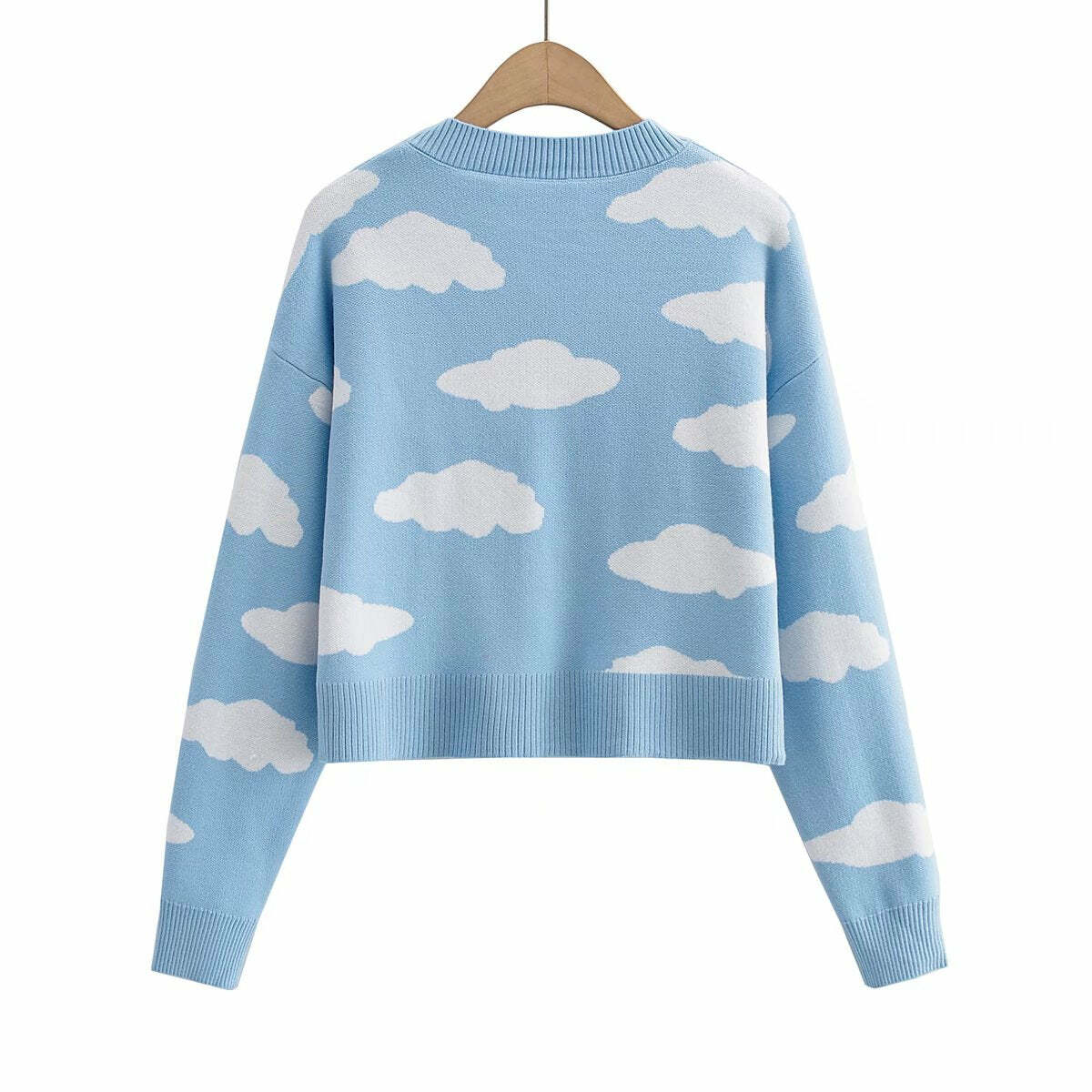 Kawaii Clouds Knitted Cardigan - Y2K Summer, 90s Grunge, Retro Style, Pastel Goth, Y2K Out