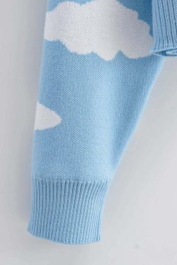 Kawaii Clouds Knitted Cardigan - Y2K Summer, 90s Grunge, Retro Style, Pastel Goth, Y2K Out
