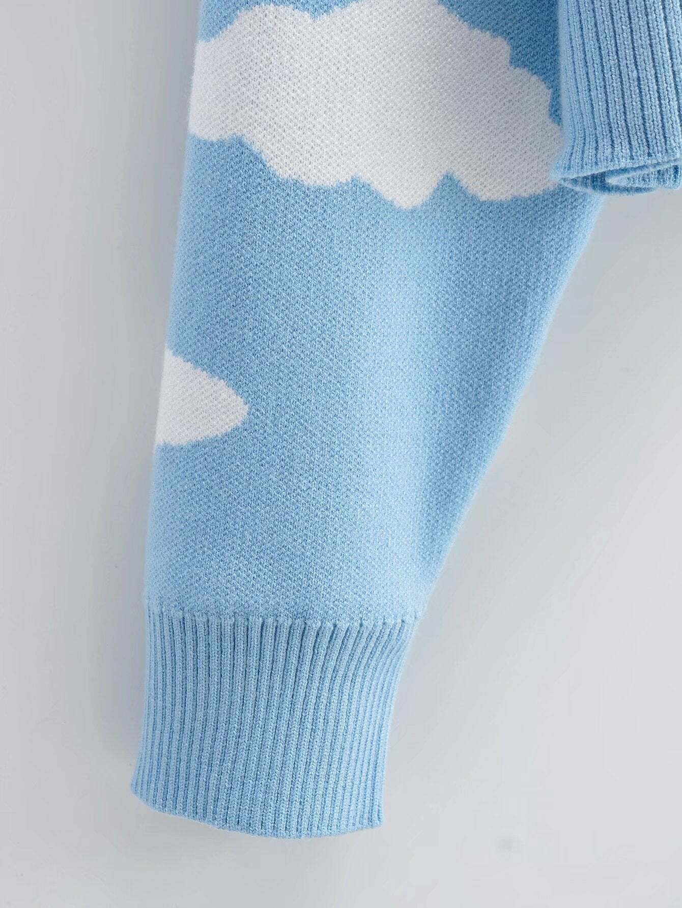 Kawaii Clouds Knitted Cardigan - Y2K Summer, 90s Grunge, Retro Style, Pastel Goth, Y2K Out