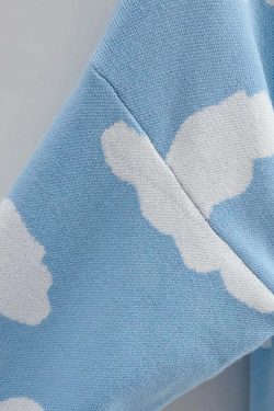 Kawaii Clouds Knitted Cardigan - Y2K Summer, 90s Grunge, Retro Style, Pastel Goth, Y2K Out