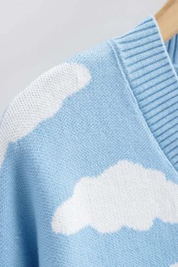 Kawaii Clouds Knitted Cardigan - Y2K Summer, 90s Grunge, Retro Style, Pastel Goth, Y2K Out