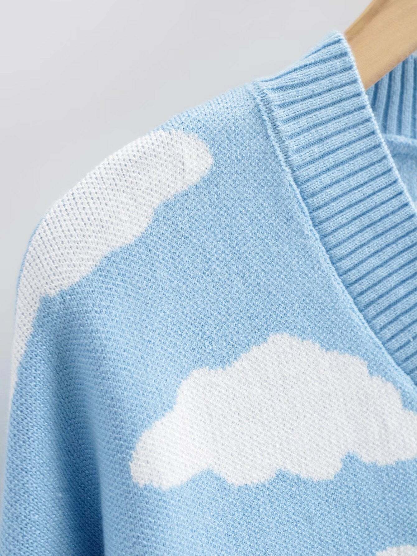 Kawaii Clouds Knitted Cardigan - Y2K Summer, 90s Grunge, Retro Style, Pastel Goth, Y2K Out