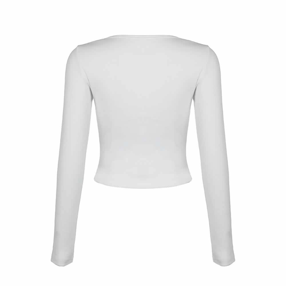 Kawaii Coquette Lace Trim Long Sleeve Crop Top - Y2K Grunge, 90s Fashion, Retro Summer Outfit