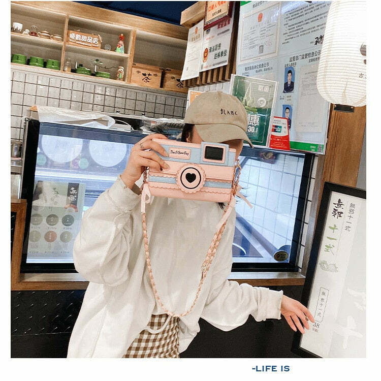Kawaii Dream Camera Handbag - Y2K Summer Grunge, 90s Retro, Pastel Goth, Y2K Popstar Style