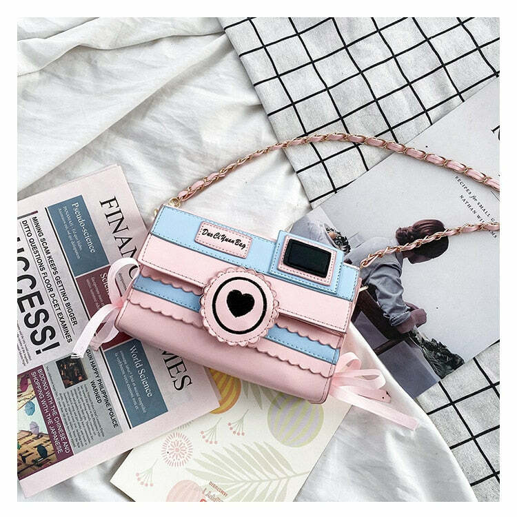 Kawaii Dream Camera Handbag - Y2K Summer Grunge, 90s Retro, Pastel Goth, Y2K Popstar Style