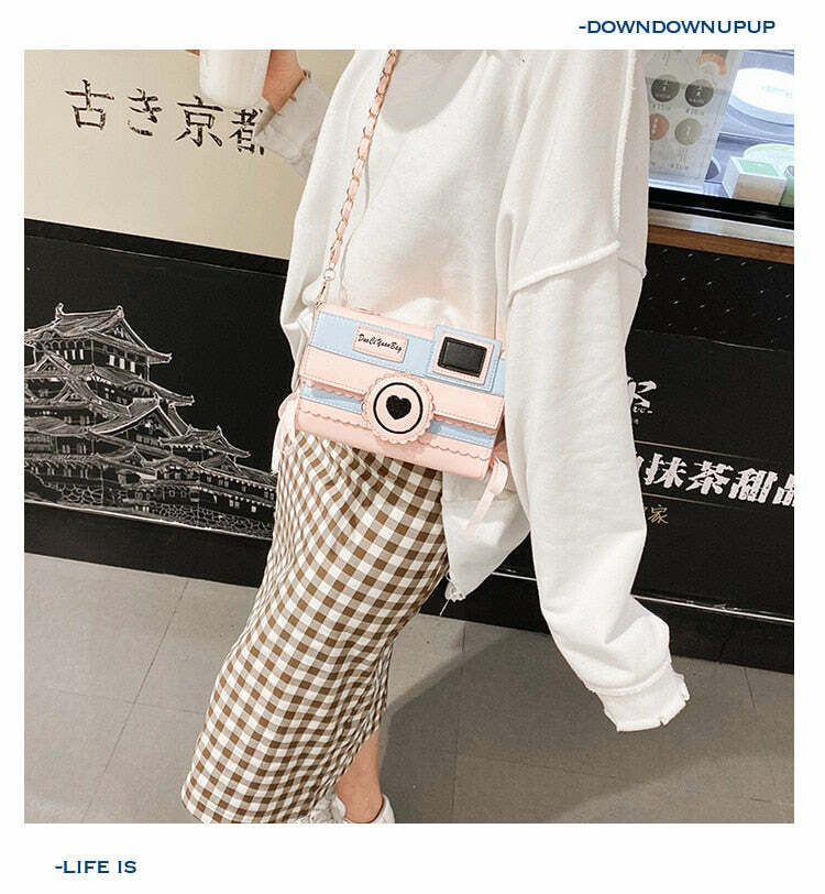 Kawaii Dream Camera Handbag - Y2K Summer Grunge, 90s Retro, Pastel Goth, Y2K Popstar Style
