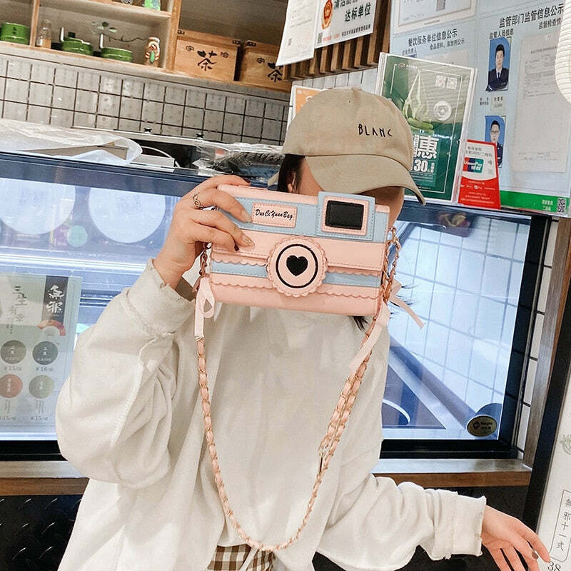 Kawaii Dream Camera Handbag - Y2K Summer Grunge, 90s Retro, Pastel Goth, Y2K Popstar Style