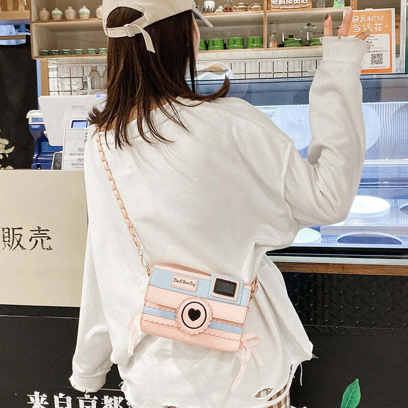 Kawaii Dream Camera Handbag - Y2K Summer Grunge, 90s Retro, Pastel Goth, Y2K Popstar Style