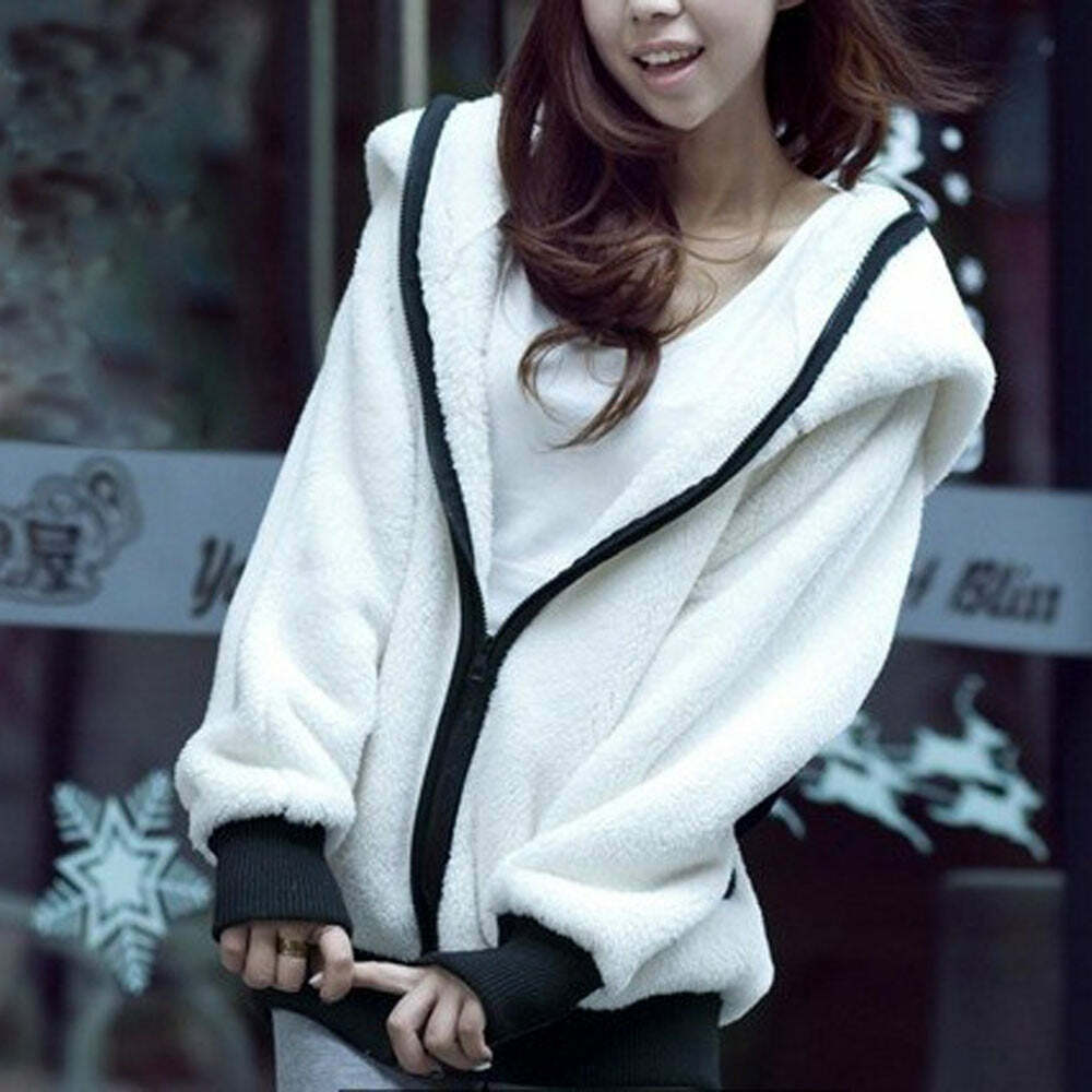 Kawaii Fluffy Panda Hoodie - Y2K Summer Grunge, 90s Retro, Pastel Goth, Y2K Club & Party Out